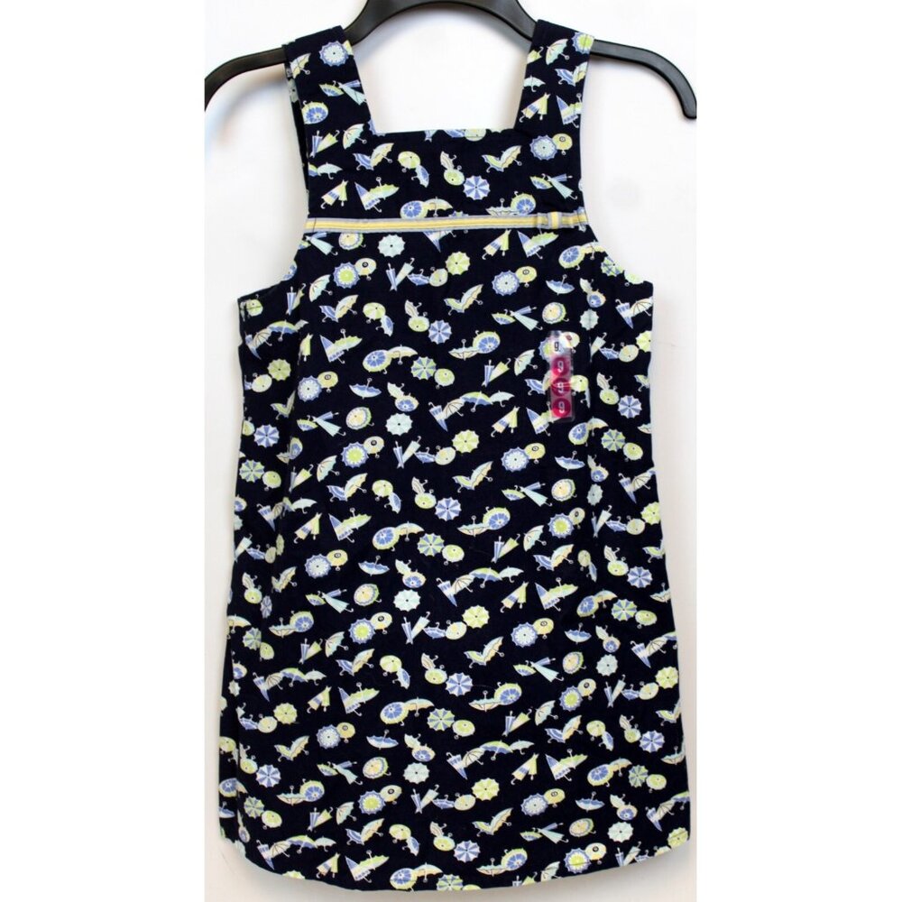 2003 Gymboree Vacation Time Umbrella Dress sz 9 A-line Navy Blue Spring Showers